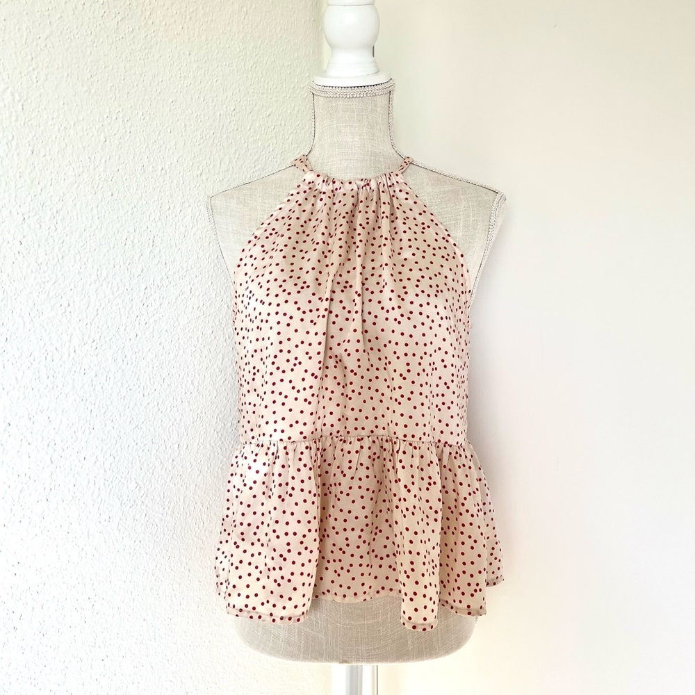 Miami Cream and Black Dotted Peplum Blouse